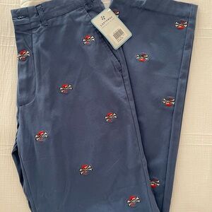Brand New NWT Castaway Harbor Pants: Embroidered Jolly Roger motif